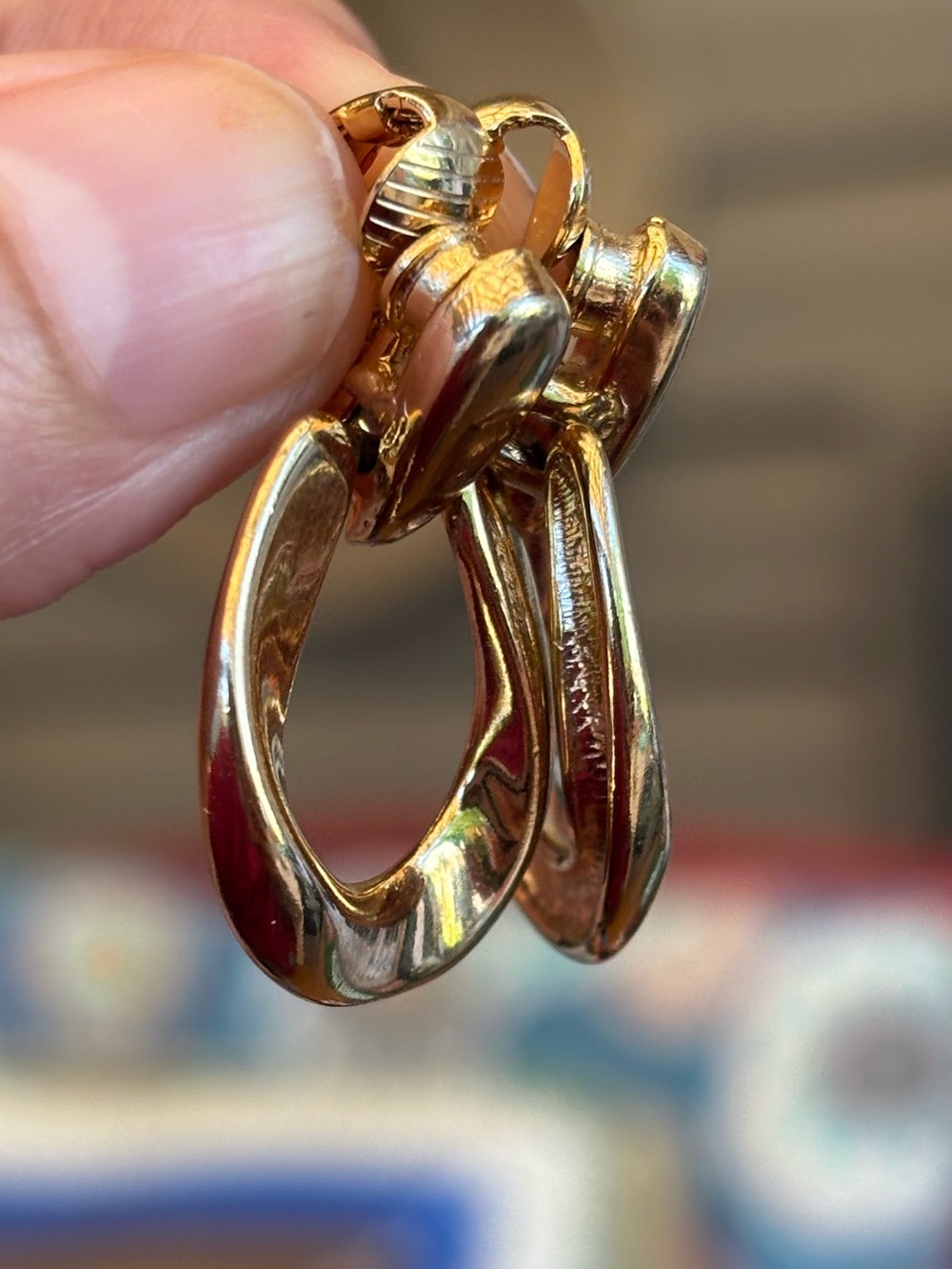 Vintage estate sale Gold-Tone Hoop Clip-On Earrings - Women Jewelry